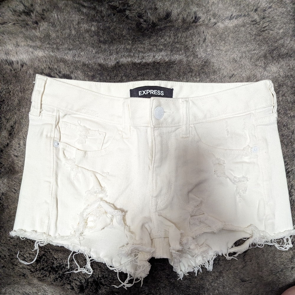 Express White Denim Shorts
